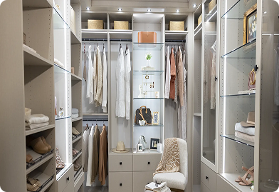 Reach-In Closet with Built-In Shelves