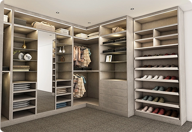 Wardrobes with Integrated Shelving
