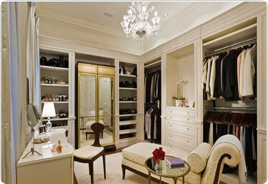Walk-In Closet with Seating Area